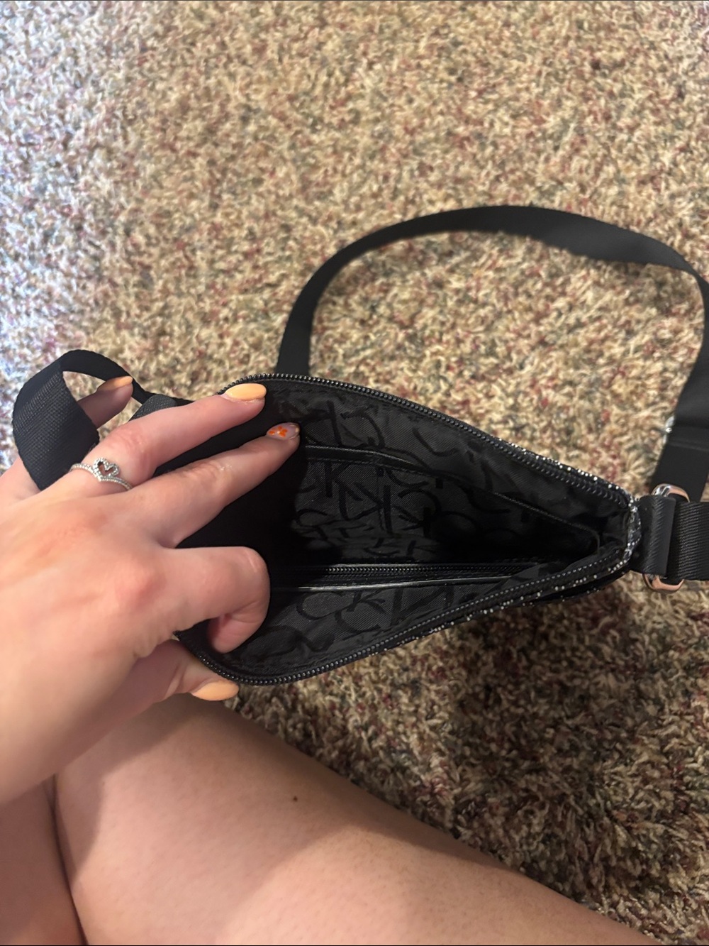 Calvin Klein Gray Monogram Crossbody Bag - Picture 3 of 3